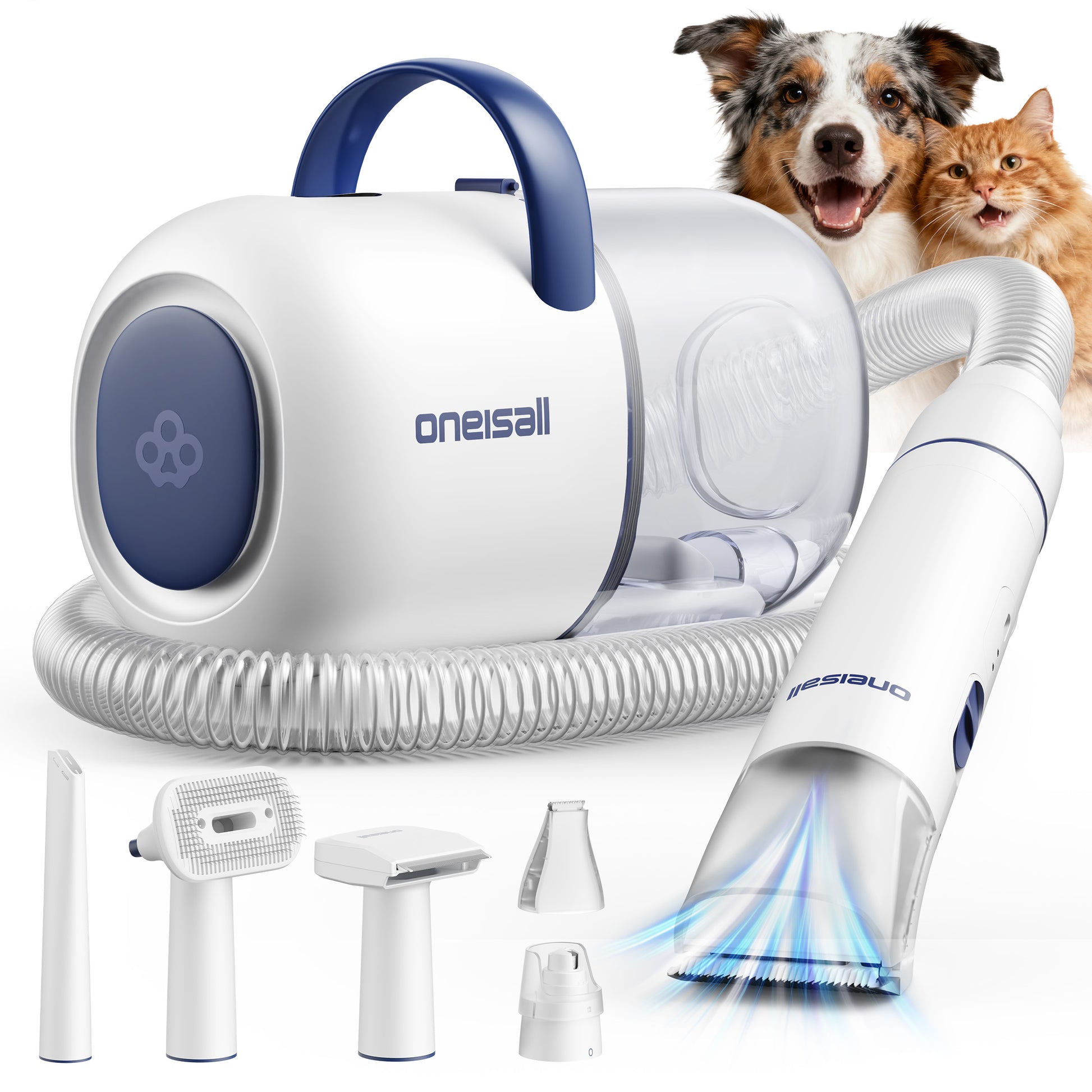 oneisall PG08 15000Pa dog grooming vacuum with 6-in-1 tool set