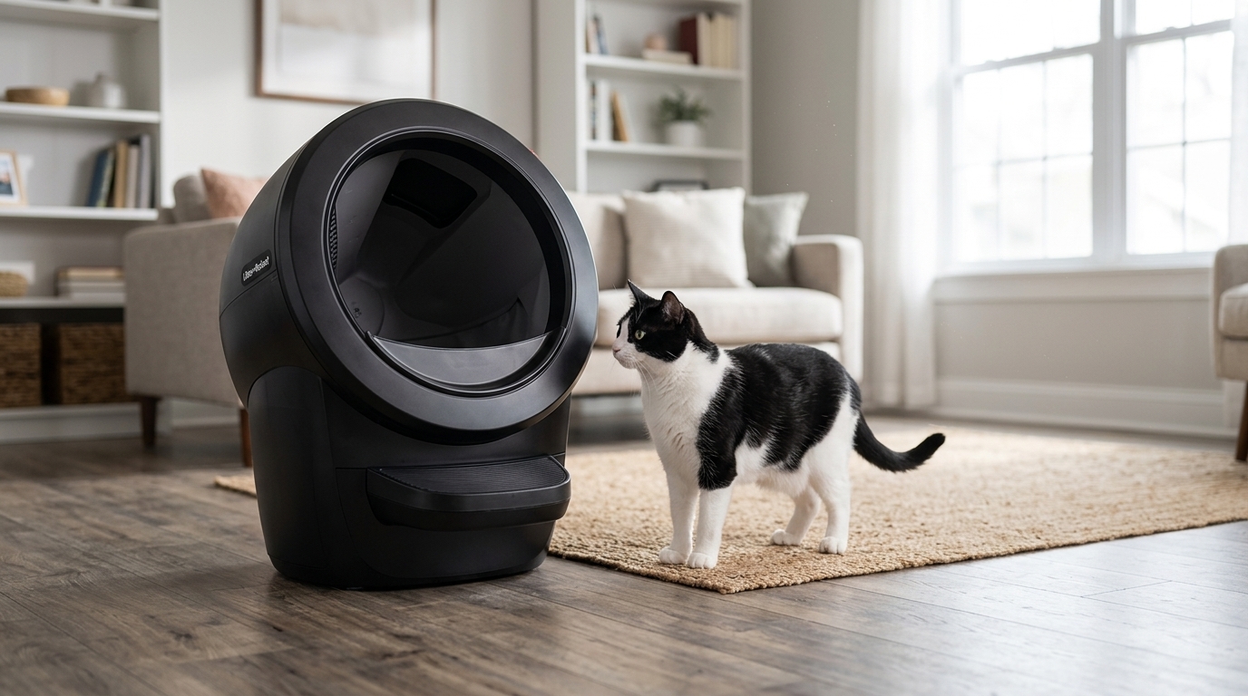 Litter-Robot 4 self-cleaning litter box — original hero illustration