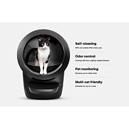 Litter-Robot 5 black rotating-globe self-cleaning litter box, rated for up to 5 cats