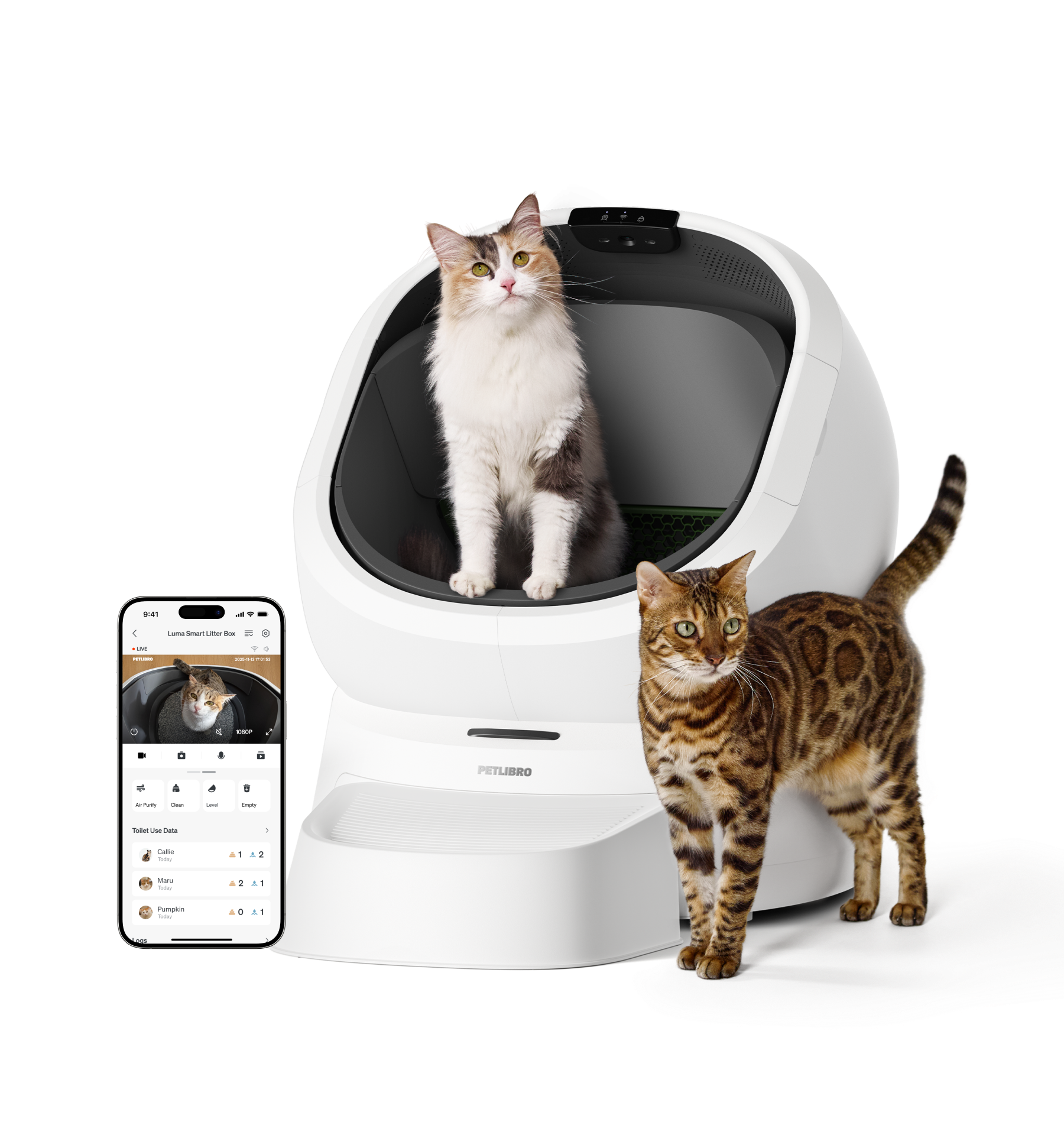 PETLIBRO Luma open-top self-cleaning litter box with built-in AI camera for multi-cat recognition