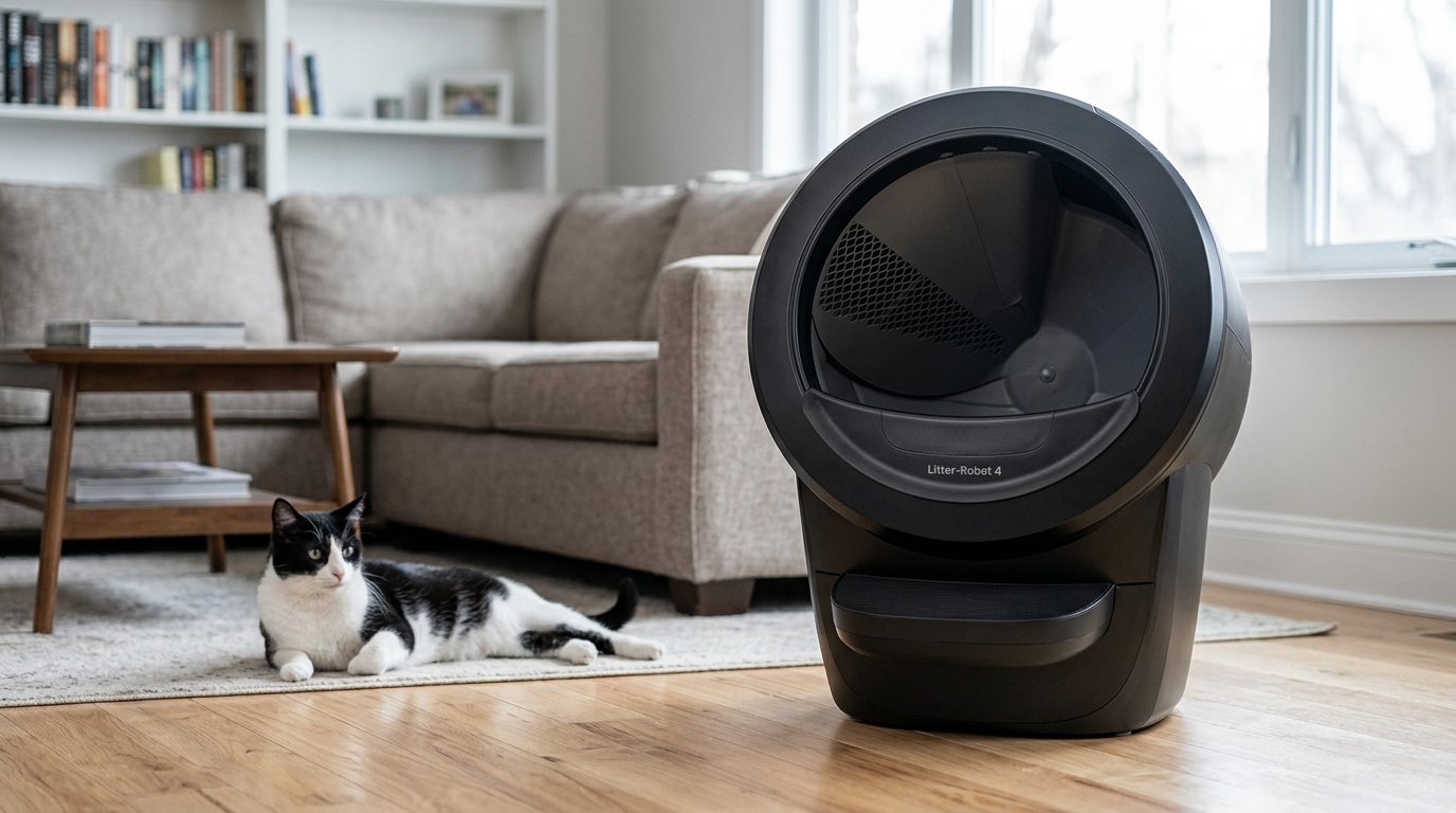 Litter-Robot 4 automatic self-cleaning litter box — original hero illustration
