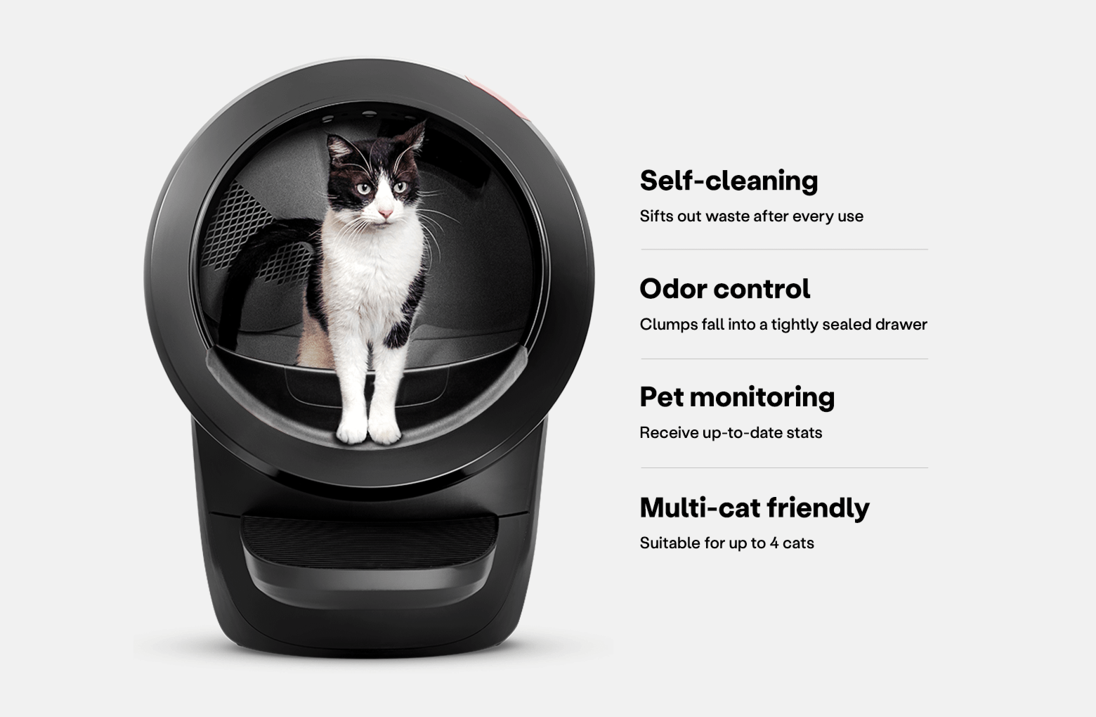 Litter-Robot 4 automatic self-cleaning litter box with rotating globe