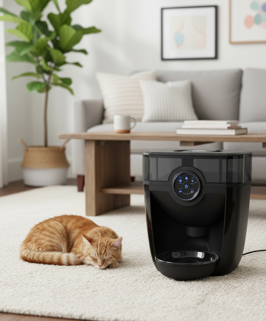 Whisker Feeder-Robot automatic pet feeder — original hero illustration