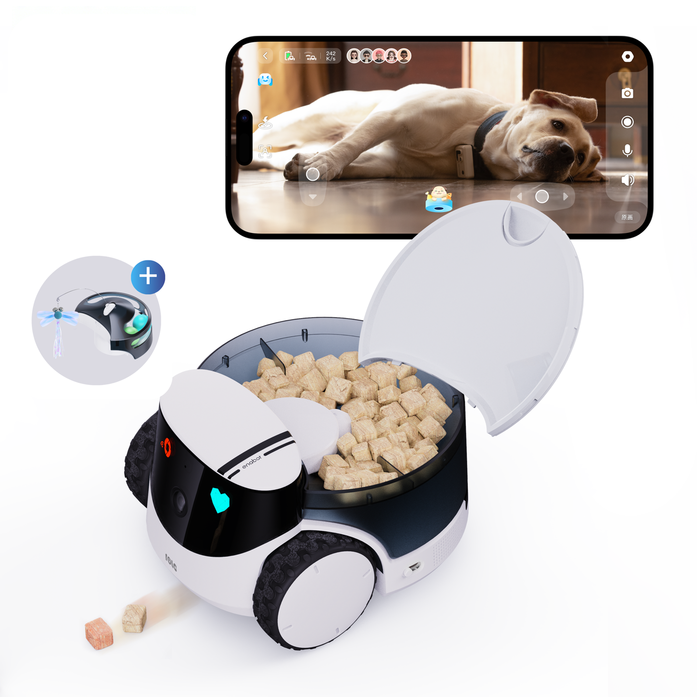 Enabot EBO ROLA PetPal Mobile 2.5K Pet Camera Robot with Treat Dispenser